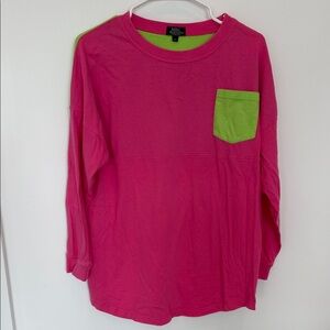 Vibrant Long Sleeve Tee in Pink and Green